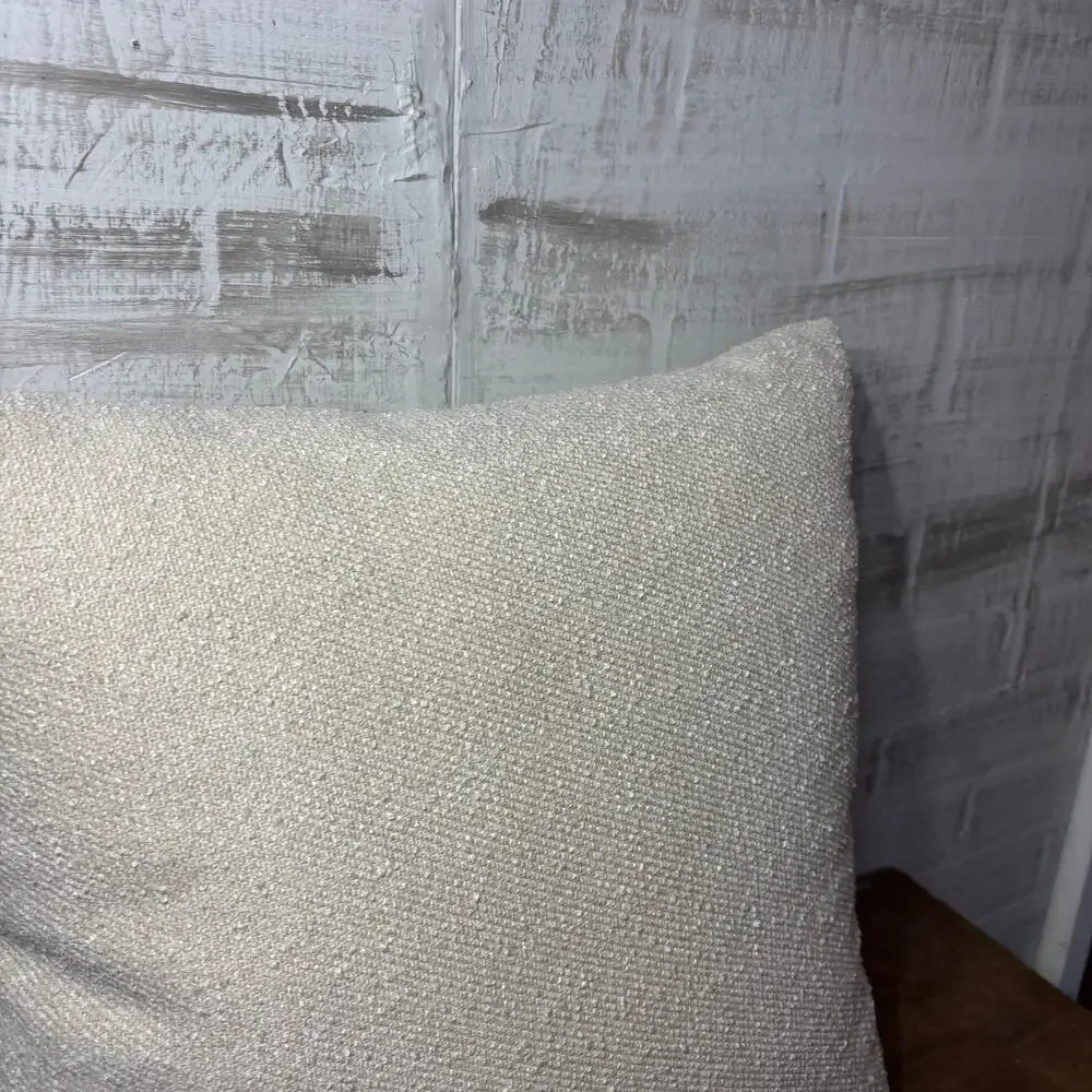 Off White Textured Square Throw Pillow